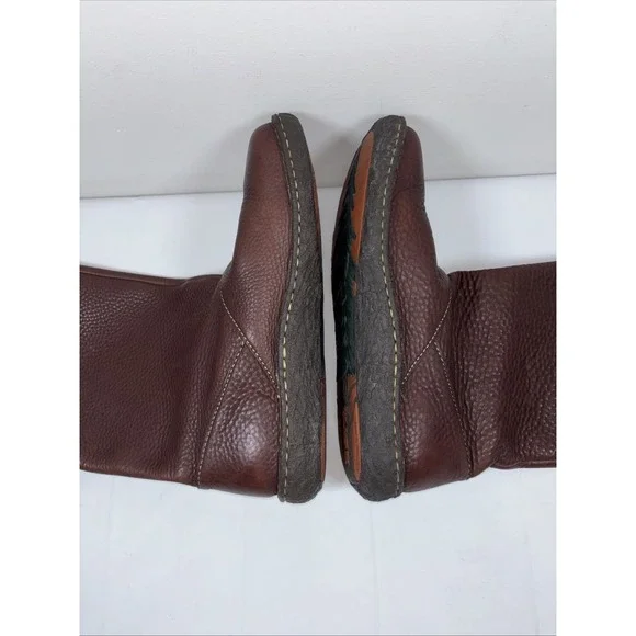 BORN Womens 9.5M Brown Pebbled Leather Boots W6807 Calf High Slouch Comfort Chic - Picture 9 of 14